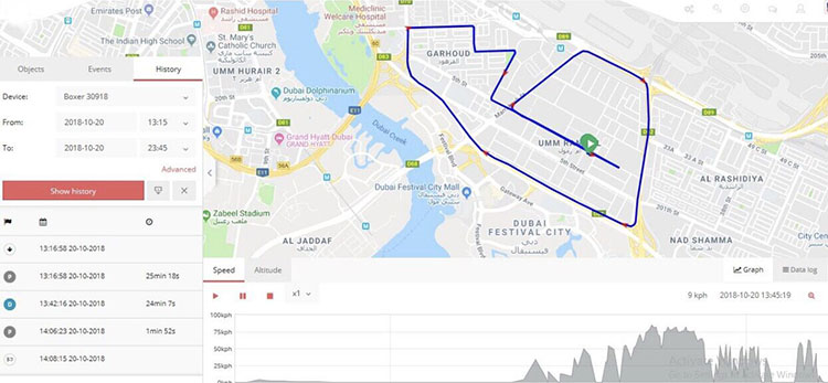 iStartek gps routing in Dubai